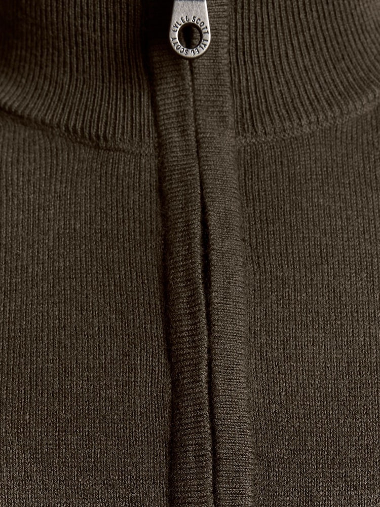 Lyle & Scott Brown Cotton Merino Quarter Zip Jumper - Image 4 of 4