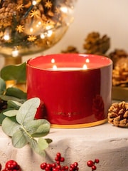 Laura Ashley Mulled Spice Scented 3 Wick Christmas Candles - Image 1 of 3