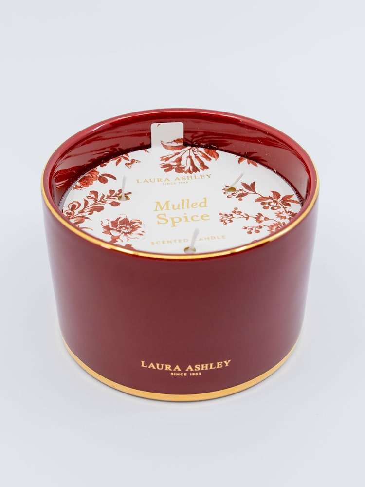 Laura Ashley Mulled Spice Scented 3 Wick Christmas Candles - Image 3 of 3