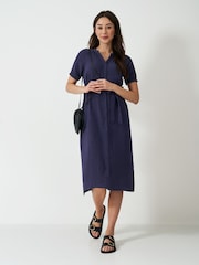 Crew Clothing Company Blue Kate 100% Cotton Cheesecloth Dress - Image 1 of 5
