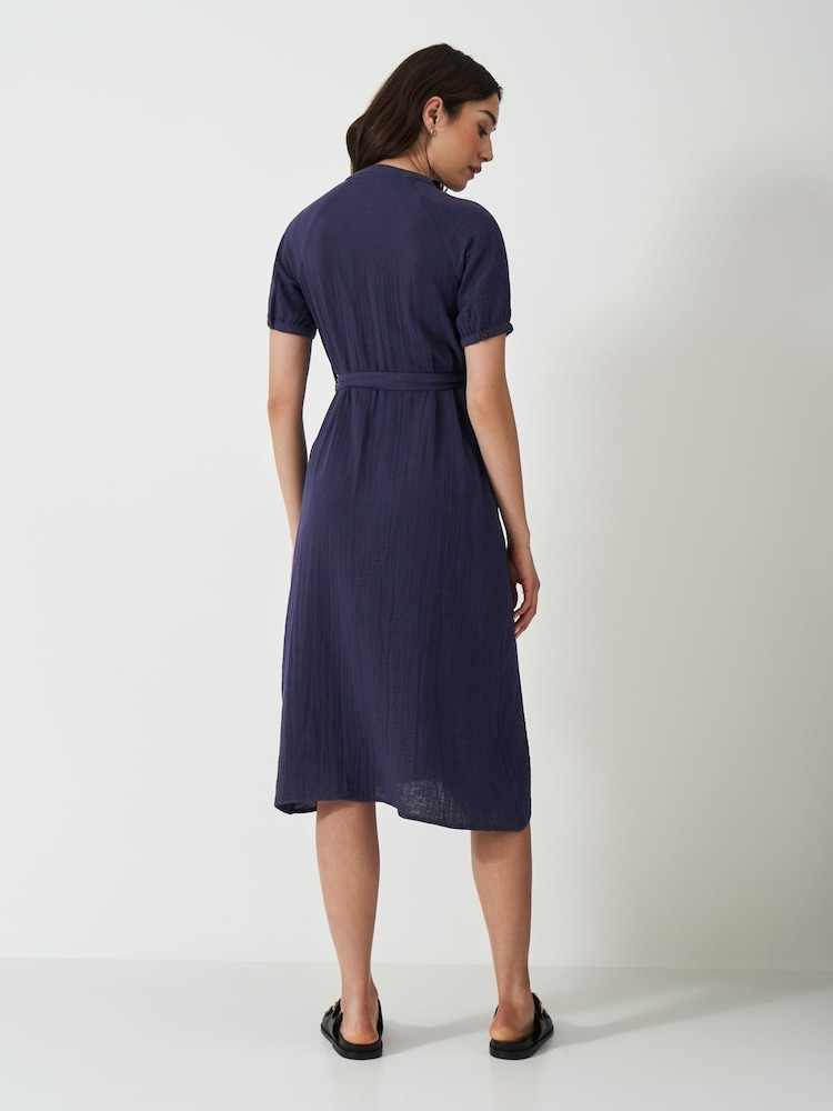 Crew Clothing Company Blue Kate 100% Cotton Cheesecloth Dress - Image 2 of 5