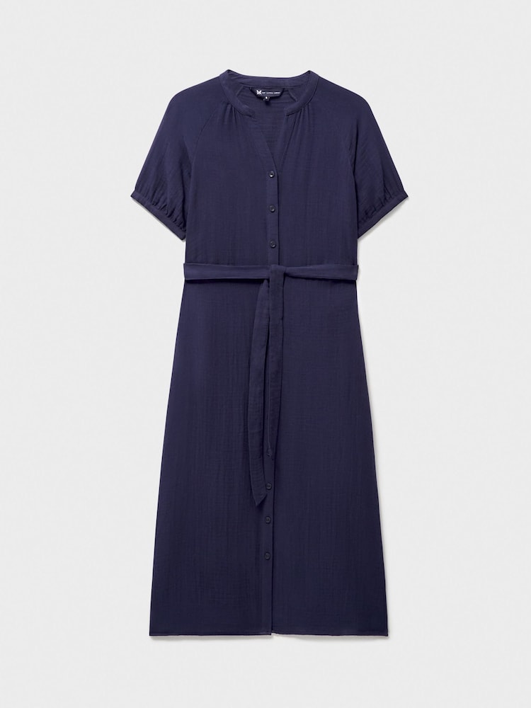 Crew Clothing Company Blue Kate 100% Cotton Cheesecloth Dress - Image 5 of 5