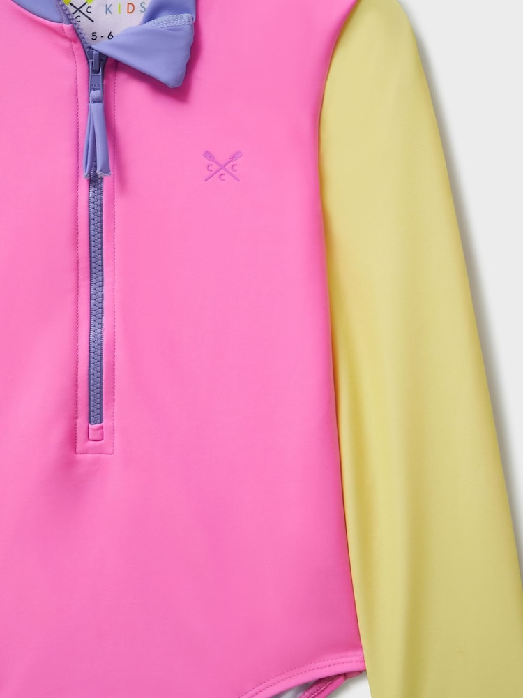 Crew Clothing Company Pink Long-Sleeved Zip-Up Swimsuit - Image 2 of 3