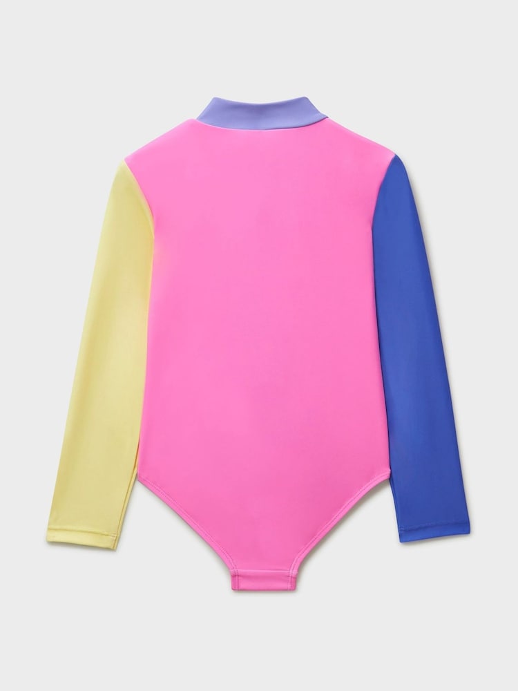 Crew Clothing Company Pink Long-Sleeved Zip-Up Swimsuit - Image 3 of 3