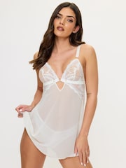 Ann Summers White Unmistakable Chiffon and Lace Chemise Slip - Image 1 of 5