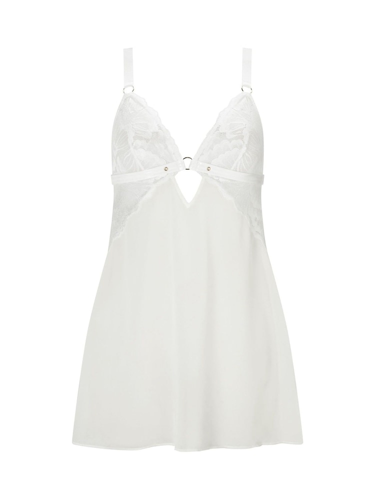 Ann Summers White Unmistakable Chiffon and Lace Chemise Slip - Image 5 of 5