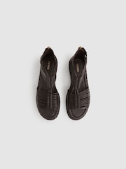 Reiss Chocolate Tiegan Leather Gladiator Sandals - Image 3 of 6