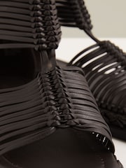 Reiss Chocolate Tiegan Leather Gladiator Sandals - Image 6 of 6
