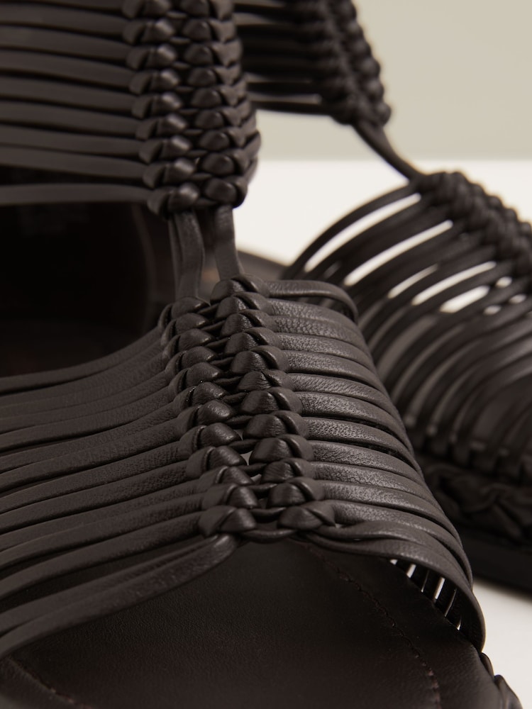 Reiss Chocolate Tiegan Leather Gladiator Sandals - Image 6 of 6