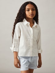 Reiss Ivory Leora Linen Roll-Cuff Shirt - Image 3 of 4