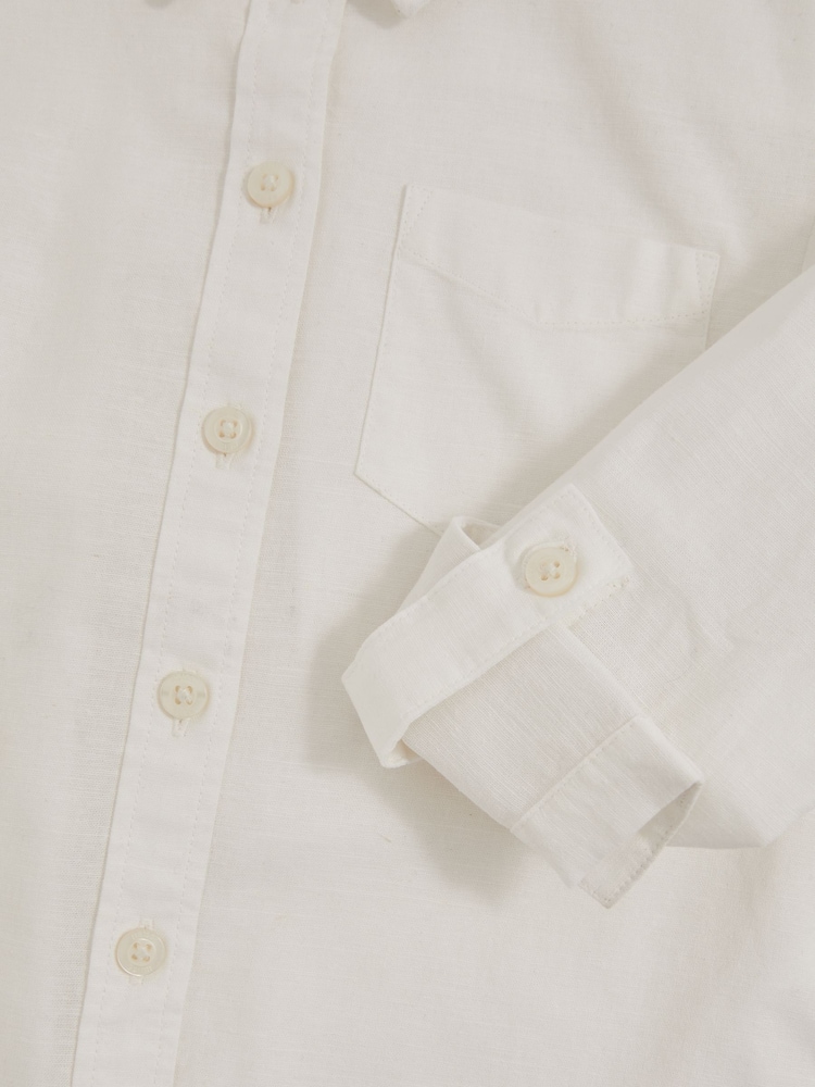 Reiss Ivory Leora Linen Roll-Cuff Shirt - Image 4 of 4