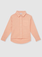 Reiss Peach Leora Linen Roll-Cuff Shirt - Image 1 of 5