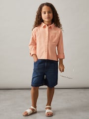 Reiss Peach Leora Linen Roll-Cuff Shirt - Image 2 of 5