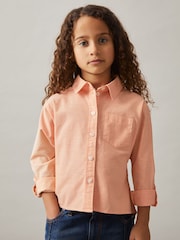 Reiss Peach Leora Linen Roll-Cuff Shirt - Image 3 of 5