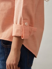 Reiss Peach Leora Linen Roll-Cuff Shirt - Image 4 of 5