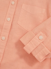 Reiss Peach Leora Linen Roll-Cuff Shirt - Image 5 of 5