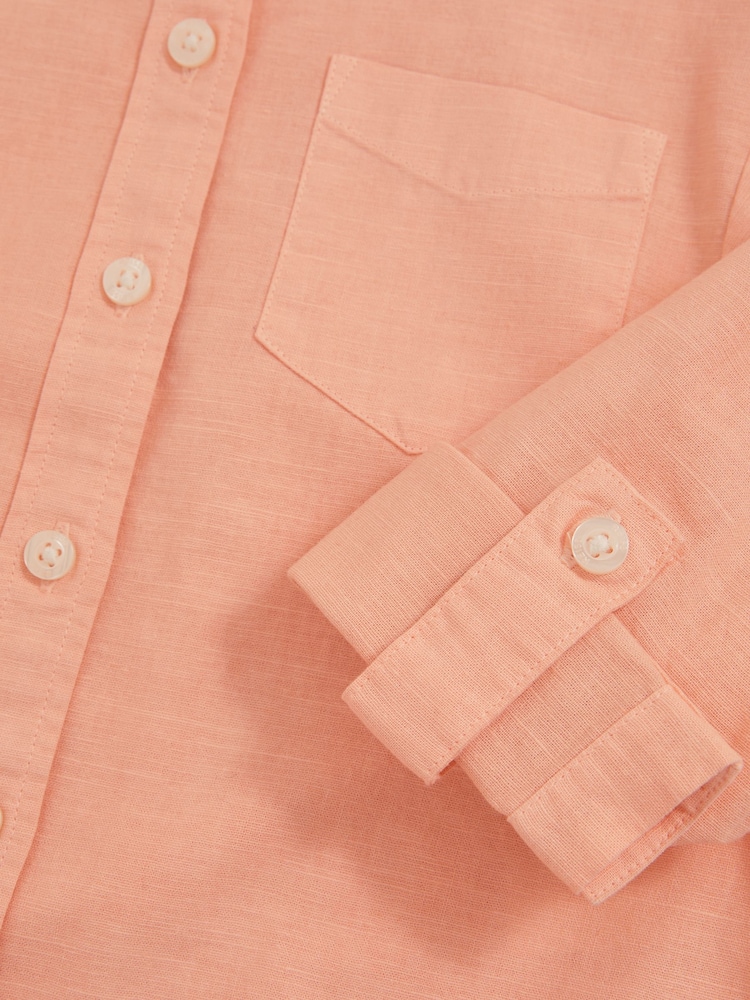 Reiss Peach Leora Linen Roll-Cuff Shirt - Image 5 of 5