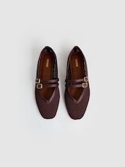 Reiss Oxblood Elspeth Mesh Double-Strap Ballet Flats - Image 2 of 4