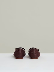 Reiss Oxblood Elspeth Mesh Double-Strap Ballet Flats - Image 3 of 4
