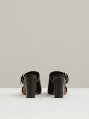 Reiss Black Lydia Leather Buckle Block-Heel Sandals - Image 3 of 4