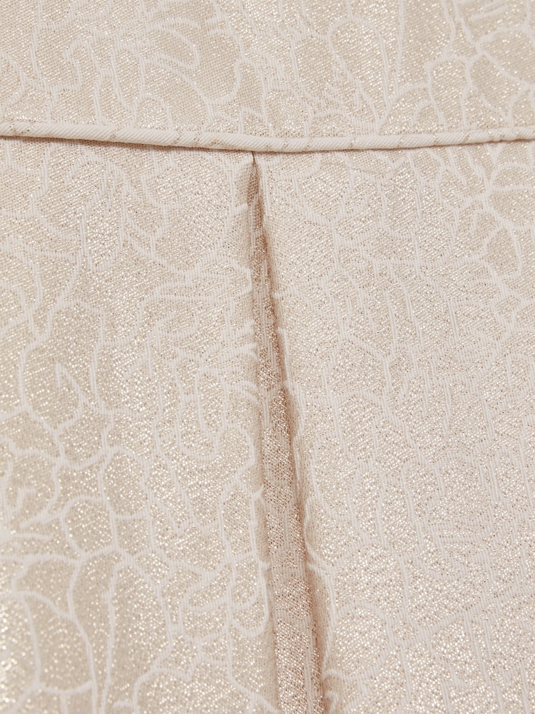Reiss Ivory Nia 13-14 yrs Brocade Cap-Sleeve Pleated Dress - Image 4 of 4