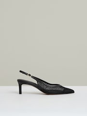 črna - Reiss Sirena Mesh Slingback Heels - Slika 1 iz 5