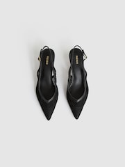 črna - Reiss Sirena Mesh Slingback Heels - Slika 3 iz 5