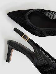 črna - Reiss Sirena Mesh Slingback Heels - Slika 5 iz 5