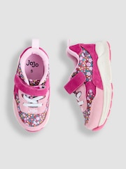 JoJo Maman Bébé Pink Riptape Lace Up Trainer - Image 3 of 4