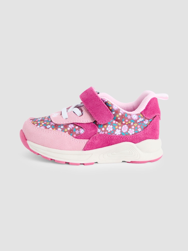 JoJo Maman Bébé Pink Riptape Lace Up Trainer - Image 4 of 4