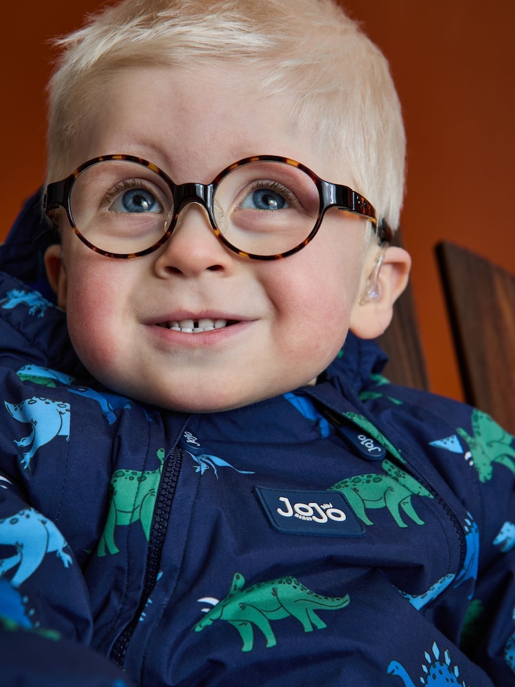 JoJo Maman Bébé Navy Dino Fleece-lined Waterproof Puddle Suit - Image 4 of 4