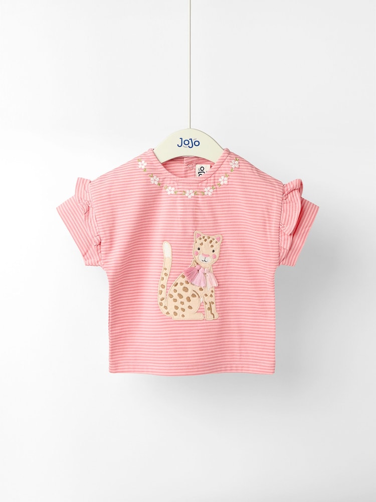 Jojo Maman Bébé Pink Appliqué T-Shirt - Image 1 of 4