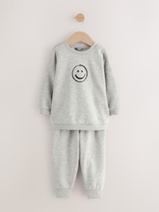 Grey Marl Back Print Crew Neck Joggers Set (3mths-7yrs) - Image 4 of 12