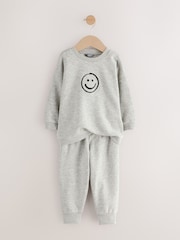 Grey Marl Back Print Crew Neck Joggers Set (3mths-7yrs) - Image 5 of 12