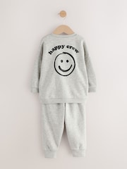 Grey Marl Back Print Crew Neck Joggers Set (3mths-7yrs) - Image 6 of 12