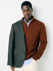 Marrón óxido - Regular Fit Premium Mid Weight Zip Neck Jumper - Imagen 4 de 9