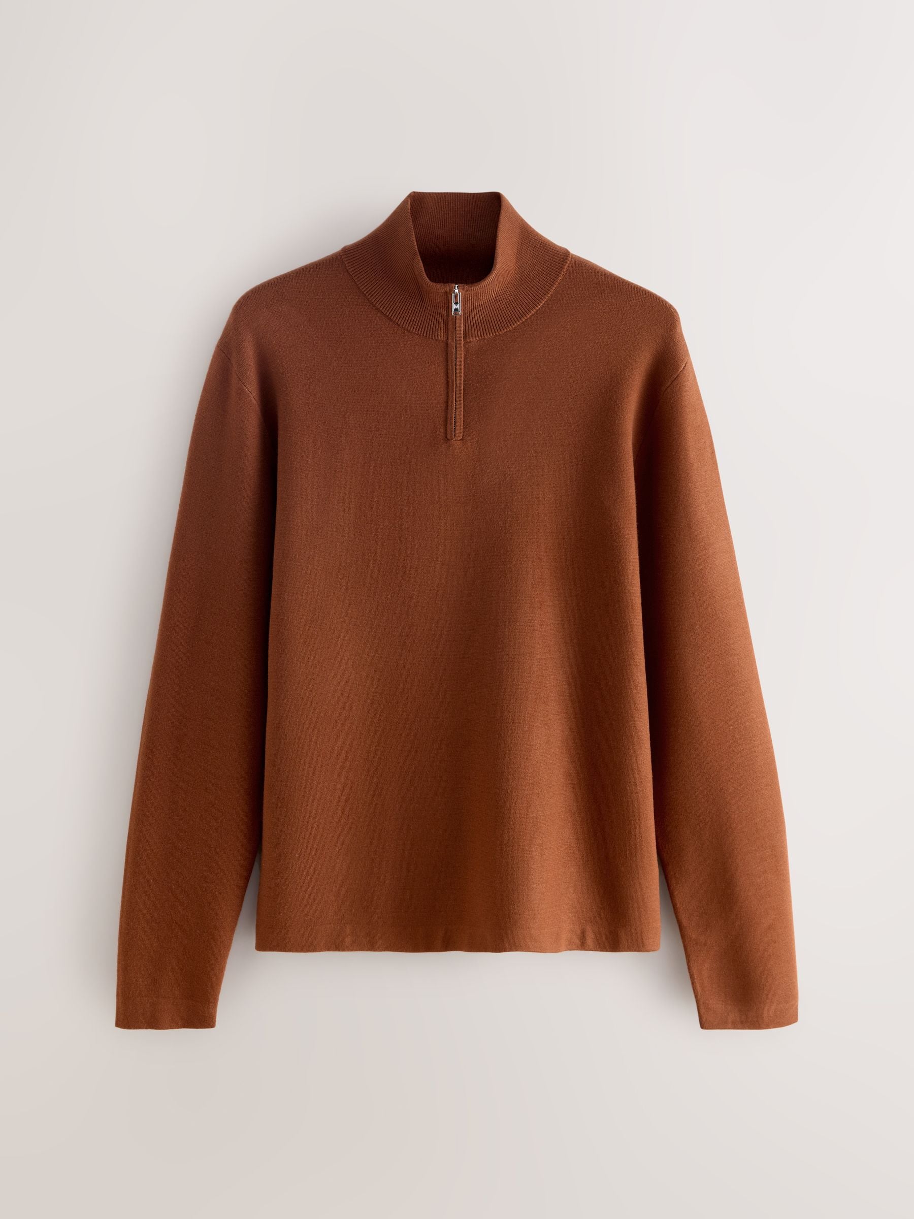 Buy Rust Brown Regular Fit Premium Mid Weight Zip Neck Jumper from Buy Rust Brown Regular Fit Premium Mid Weight Zip Neck Jumper from
