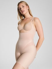 SPANX Cream Open-Bust Midthigh Bodysuit - Image 1 of 4