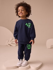Navy Blue Digger Printed Crew and Joggers Set (3mths-7yrs) - Image 9 of 10