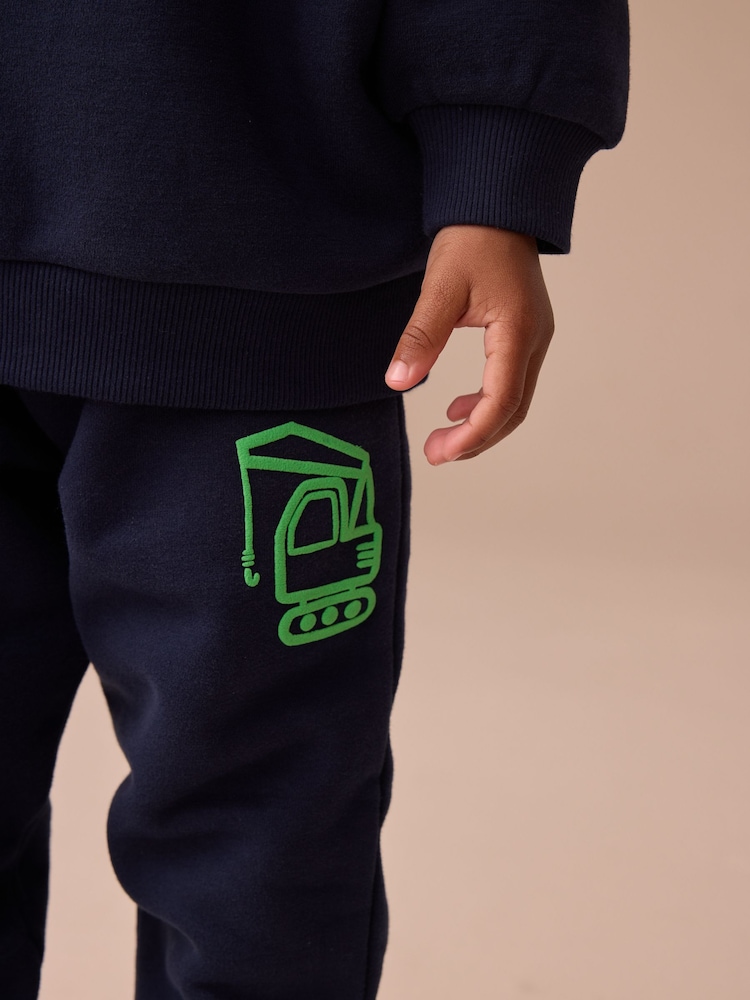 Navy Blue Digger Printed Crew and Joggers Set (3mths-7yrs) - Image 10 of 10