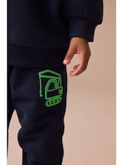 Navy Blue Digger Printed Crew and Joggers Set (3mths-7yrs) - Image 1 of 10