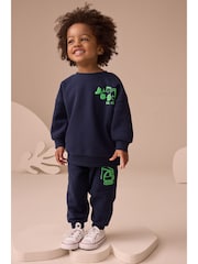 Navy Blue Digger Printed Crew and Joggers Set (3mths-7yrs) - Image 2 of 10
