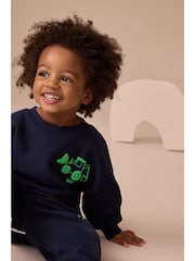 Navy Blue Digger Printed Crew and Joggers Set (3mths-7yrs) - Image 3 of 10