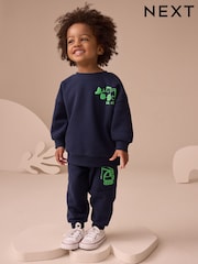 Navy Blue Digger Printed Crew and Joggers Set (3mths-7yrs) - Image 5 of 10