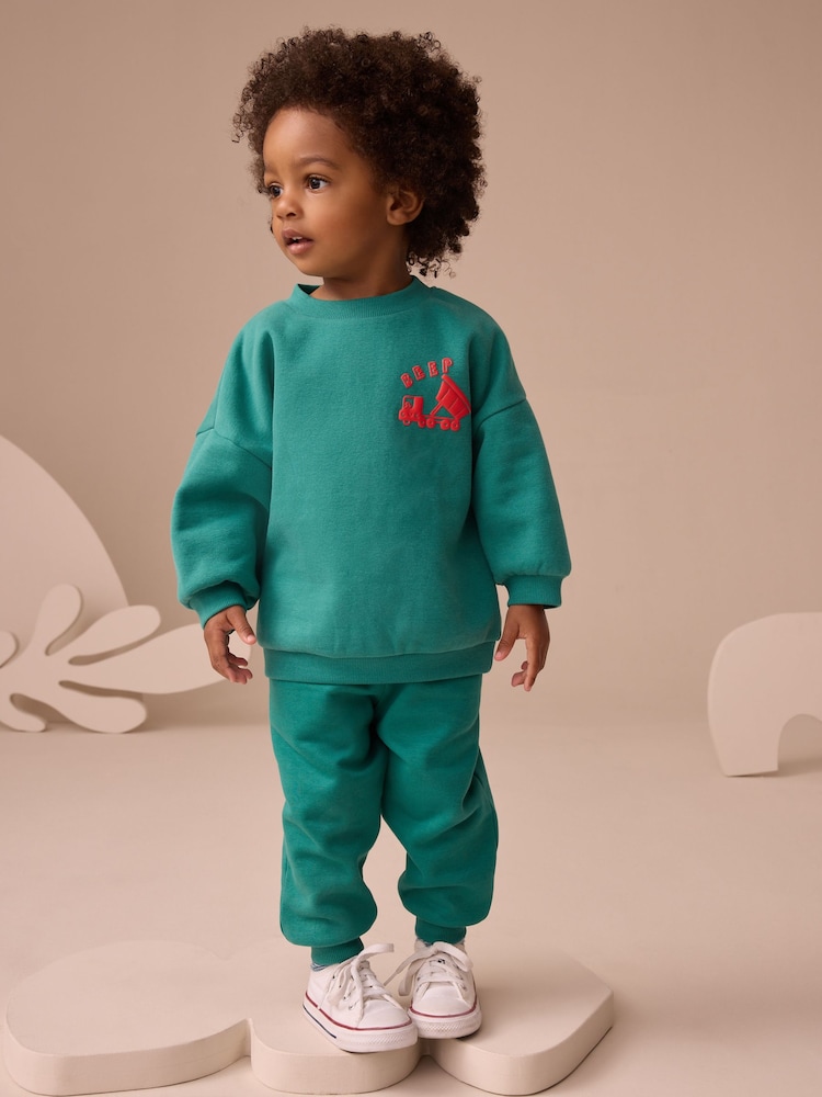 Green Printed Crew and Joggers Set (3mths-7yrs) - Image 1 of 8