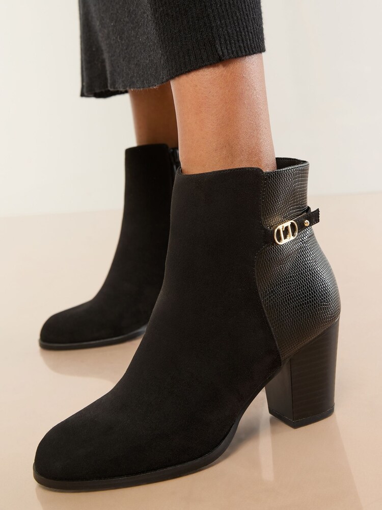 Lipsy Black Standard fit Mid Heel Almond Toe Ankle Boots - Image 1 of 5