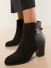 Lipsy Black Wide Fit Mid Heel Almond Toe Ankle Boots - Image 1 of 4