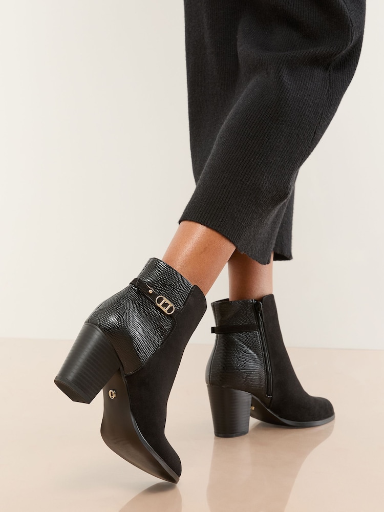 Lipsy Black Wide Fit Mid Heel Almond Toe Ankle Boots - Image 4 of 4