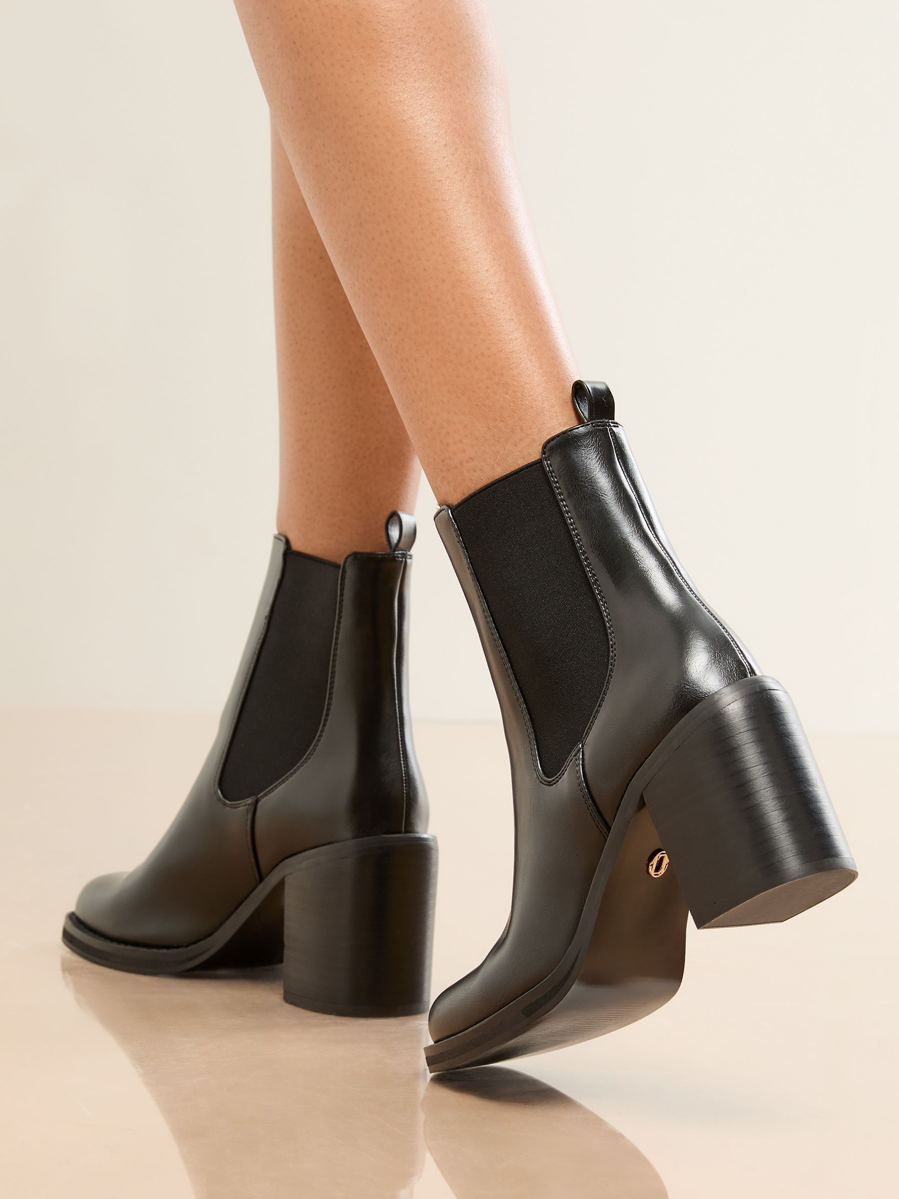 Buy Lipsy Black Standard fit Faux Leather Block Heel Chelsea Boots