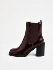 Lipsy Burgundy Red Standard fit Faux Leather Block Heel Chelsea Boots - Image 6 of 6